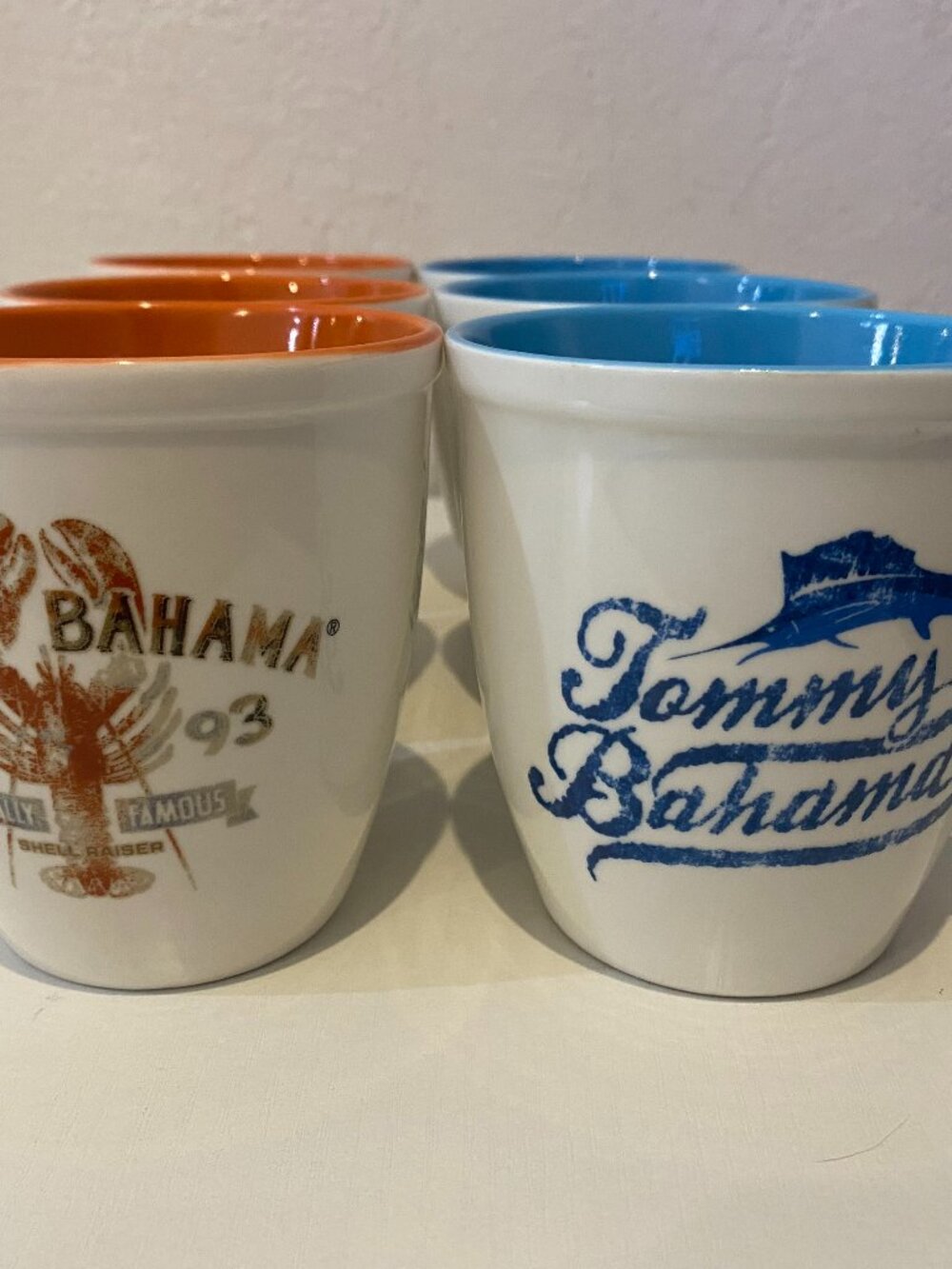 Vintage Tommy Bahama Set of Coffee Mugs, 3-Shell Reiser, 3-Blue Marlin